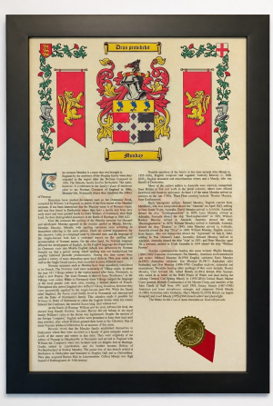 Framed Coat of Arms & History Print 11" x 17"